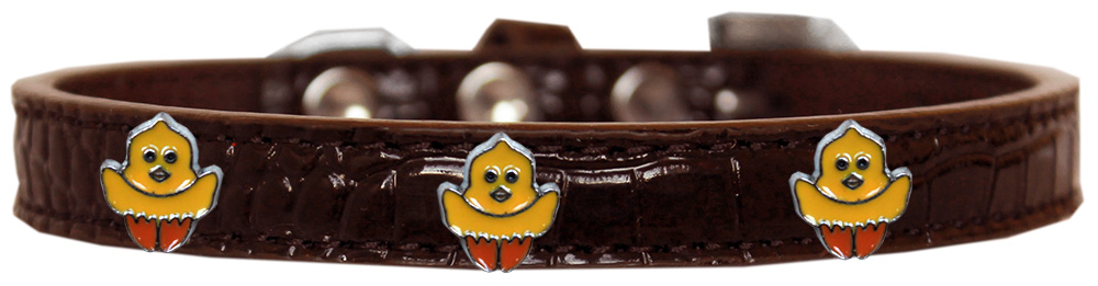 Chickadee Widget Croc Dog Collar Chocolate Size 18